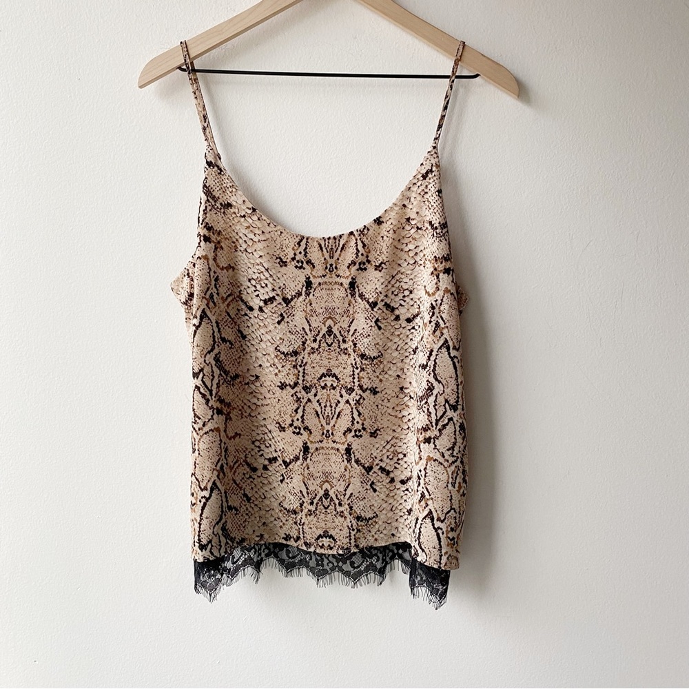 rachel zoe snake print lace camisole